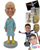 Custom Bobblehead Bald Man Chilling In His Bathrobe And Sandals - Leisure & Casual Casual Males Personalized Bobblehead & Cake Topper
