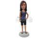 Custom Bobblehead Trendy Girl In Shorts And Stylish Necklace - Leisure & Casual Casual Females Personalized Bobblehead & Cake Topper