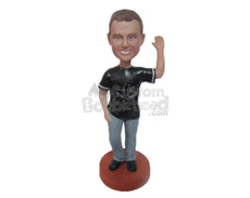 Custom Bobblehead Smart Male Posing For A High Five - Leisure & Casual Casual Males Personalized Bobblehead & Cake Topper