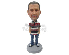Custom Bobblehead Good Looking Elegant Man In Classy Attire With Hands In Poscket - Leisure & Casual Casual Males Personalized Bobblehead & Cake Topper