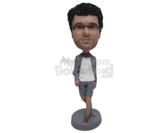 Custom Bobblehead Cool Dude Chilling Out In Shorts - Leisure & Casual Casual Males Personalized Bobblehead & Cake Topper