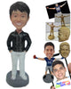 Custom Bobblehead Happy Gentleman In Formals With Hands In Pocket - Leisure & Casual Casual Males Personalized Bobblehead & Cake Topper