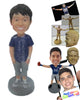 Custom Bobblehead Smart Boy In Capri With Hands In His Pocket - Leisure & Casual Casual Males Personalized Bobblehead & Cake Topper
