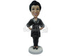 Custom Bobblehead Charming Woman In Stylish Dress With Hands On Her Waist - Leisure & Casual Casual Females Personalized Bobblehead & Cake Topper