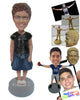 Custom Bobblehead Smart And Cute Girl In Skirt With Adorable Smile - Leisure & Casual Casual Females Personalized Bobblehead & Cake Topper
