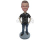 Custom Bobblehead Handsome Male Blushing With Hands In Pocket - Leisure & Casual Casual Males Personalized Bobblehead & Cake Topper