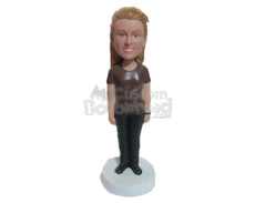 Custom Bobblehead Beautiful Girl In Confy Gorgeous Outfit - Leisure & Casual Casual Females Personalized Bobblehead & Cake Topper