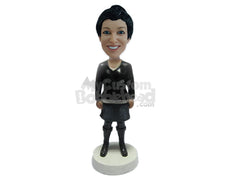 Custom Bobblehead Bold And Beautiful Lady In High Boots And Stylish Dress - Leisure & Casual Casual Females Personalized Bobblehead & Cake Topper