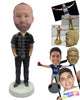 Custom Bobblehead Bearded Dude In Polo With Hands In His Pocket - Leisure & Casual Casual Males Personalized Bobblehead & Cake Topper