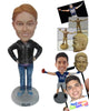 Custom Bobblehead Classy Male In Jacket With Hands On His Waist - Leisure & Casual Casual Males Personalized Bobblehead & Cake Topper