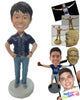 Custom Bobblehead Neat Handsome Man In Polo With Hands On Waist And A Wrist Watch - Leisure & Casual Casual Males Personalized Bobblehead & Cake Topper