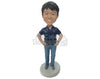 Custom Bobblehead Neat Handsome Man In Polo With Hands On Waist And A Wrist Watch - Leisure & Casual Casual Males Personalized Bobblehead & Cake Topper
