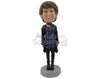 Custom Bobblehead Lovely Woman In Trendy Attire With A Boot And A Designer Scarf Around The Neck - Leisure & Casual Casual Females Personalized Bobblehead & Cake Topper