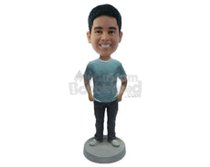 Custom Bobblehead Good Looking Dude In Day To Day Outfit - Leisure & Casual Casual Males Personalized Bobblehead & Cake Topper