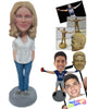 Custom Bobblehead Beautiful Lady In Trendy Top With Hands In Her Pocket - Leisure & Casual Casual Females Personalized Bobblehead & Cake Topper