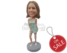 Custom Bobblehead Pretty Lady Relaxing In Her Night Dress - Leisure & Casual Casual Females Personalized Bobblehead & Cake Topper