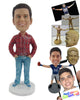 Custom Bobblehead Suave Male In Trendy Shirt Posing With Hands In His Pocket - Leisure & Casual Casual Males Personalized Bobblehead & Cake Topper