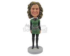 Custom Bobblehead Sweet Lady In High Boots With Elegant Dress - Leisure & Casual Casual Females Personalized Bobblehead & Cake Topper