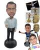 Custom Bobblehead Neat Gentleman In Stripes Shirt Holding A Glass - Leisure & Casual Casual Males Personalized Bobblehead & Cake Topper