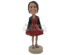 Custom Bobblehead Beautiful Girl Dazzling In Stylish Jacket - Leisure & Casual Casual Females Personalized Bobblehead & Cake Topper