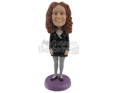 Custom Bobblehead Lovely Lady In A Beautiful Casual Top - Leisure & Casual Casual Females Personalized Bobblehead & Cake Topper