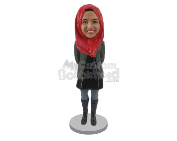 Custom Bobblehead Beautiful Girl In Long Boots - Leisure & Casual Casual Females Personalized Bobblehead & Cake Topper