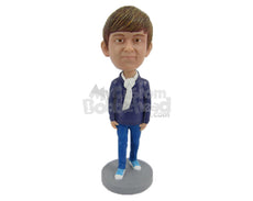 Custom Bobblehead Trendy Boy Dazzling With Stylish Scarf Around His Neck - Leisure & Casual Casual Males Personalized Bobblehead & Cake Topper