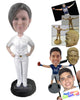 Custom Bobblehead Lovely Lady Dazzling With Monotone Attire And Hands On Her Waist - Leisure & Casual Casual Females Personalized Bobblehead & Cake Topper