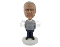 Custom Bobblehead Smart Gentleman In Awesome Formals - Leisure & Casual Casual Males Personalized Bobblehead & Cake Topper