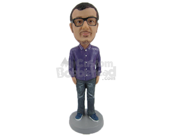 Custom Bobblehead Handsome Male In Trendy Attire Standing Upright - Leisure & Casual Casual Males Personalized Bobblehead & Cake Topper