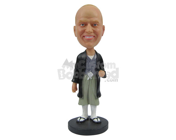 Custom Bobblehead Jolly Man Chilling Out In Sleepers And Gown - Leisure & Casual Casual Males Personalized Bobblehead & Cake Topper