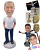 Custom Bobblehead Happy Lad Full With Enthusiasm Rocking With Hands In His Pocket - Leisure & Casual Casual Males Personalized Bobblehead & Cake Topper