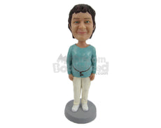 Custom Bobblehead Lovely Woman In Comfortable Daily Clothes - Leisure & Casual Casual Females Personalized Bobblehead & Cake Topper