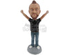 Custom Bobblehead Happy Lady In Casual Outfit With Arms Wide Open - Leisure & Casual Casual Males Personalized Bobblehead & Cake Topper