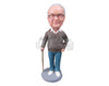 Custom Bobblehead Gentleman With A Stick In Classic Formals - Leisure & Casual Casual Males Personalized Bobblehead & Cake Topper
