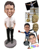 Custom Bobblehead Handsome Man With Perfect Slim Fit Attire - Leisure & Casual Casual Males Personalized Bobblehead & Cake Topper