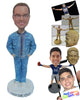 Custom Bobblehead Stylish Dude In All Denim Attirewith Hands In His Pocket - Leisure & Casual Casual Males Personalized Bobblehead & Cake Topper