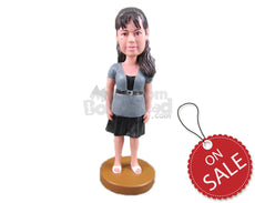 Custom Bobblehead Lovely Lady In Fashionable Skirt - Leisure & Casual Casual Females Personalized Bobblehead & Cake Topper