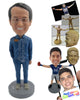 Custom Bobblehead Happy Guy In Classic Dress With One Hand In Pocket - Leisure & Casual Casual Males Personalized Bobblehead & Cake Topper