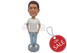 Custom Bobblehead Smart Dude Posing With Hands In Pocket - Leisure & Casual Casual Males Personalized Bobblehead & Cake Topper