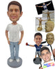 Custom Bobblehead Smart Dude Posing With Hands In Pocket - Leisure & Casual Casual Males Personalized Bobblehead & Cake Topper