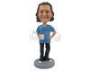 Custom Bobblehead Happy Male Holding A Cup Of With One Hand On Waist - Leisure & Casual Casual Males Personalized Bobblehead & Cake Topper