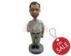 Custom Bobblehead Neat Man In Trendy Vacation Shirt With A Can In Hand - Leisure & Casual Casual Males Personalized Bobblehead & Cake Topper