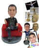 Custom Bobblehead Neat Man Striking A Dashing Pose On Sofa With One Leg On Another - Leisure & Casual Casual Males Personalized Bobblehead & Cake Topper