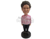 Custom Bobblehead Lovely Lady In Printed Shirt - Leisure & Casual Casual Females Personalized Bobblehead & Cake Topper
