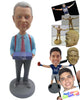 Custom Bobblehead Handsome Man In Formals In Suspenders With Box In Hand - Leisure & Casual Casual Males Personalized Bobblehead & Cake Topper