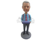 Custom Bobblehead Handsome Man In Formals In Suspenders With Box In Hand - Leisure & Casual Casual Males Personalized Bobblehead & Cake Topper