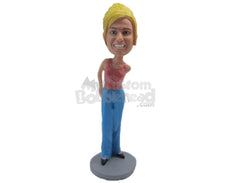 Custom Bobblehead Beautiful Girl With A Smile In A Stylish Sleeveless Top - Leisure & Casual Casual Females Personalized Bobblehead & Cake Topper