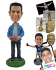 Custom Bobblehead Good Looking Male Wearing His Favourite Team Jacket Holding A Football - Leisure & Casual Casual Males Personalized Bobblehead & Cake Topper