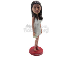Custom Bobblehead Sexy Girl In One Piece Attire With A Handbag - Leisure & Casual Casual Females Personalized Bobblehead & Cake Topper